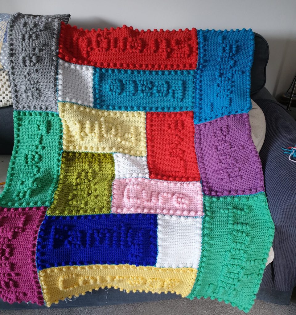A colourful crocheted blanket